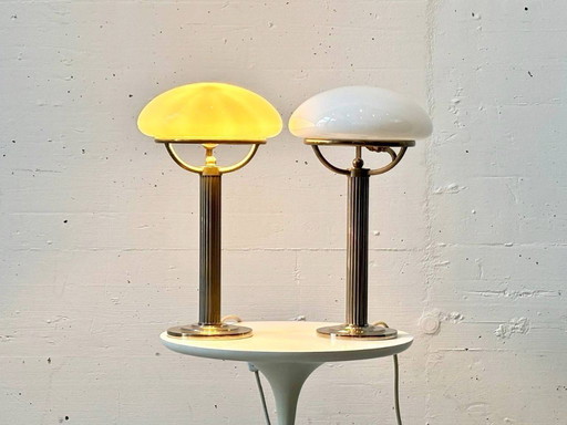 Nickel table lamps with opal shades by Adolf Loos for Villa Steiner