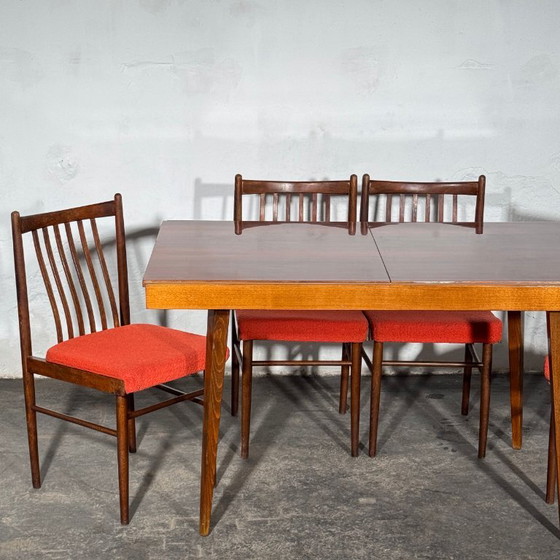 Set van 4 Tatra Nabytok eetkamerstoelen, jaren 60 – Tatra Nábytok, Textile (photo 4 of 14)