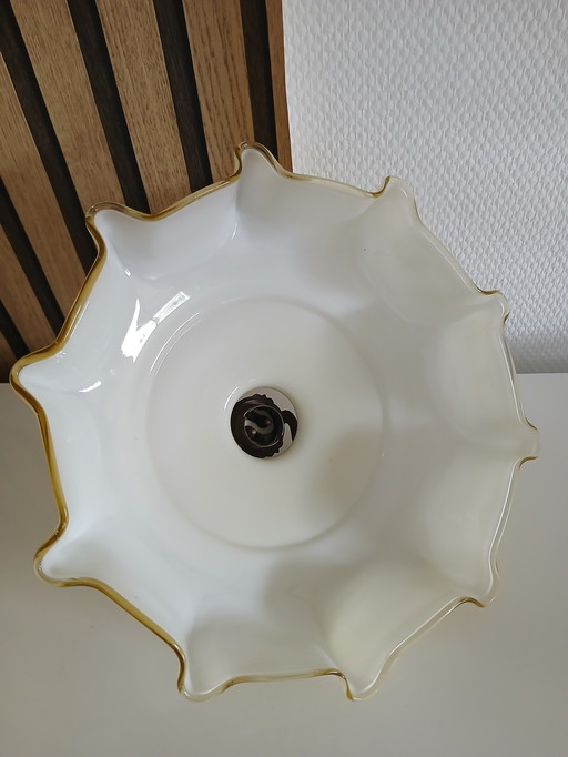 Opaline lace hanging lamp.