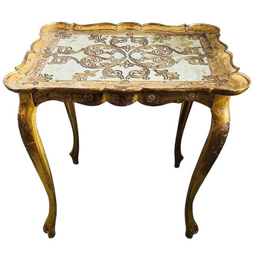 Vintage Florentine gold Hollywood Regency side table 1970s