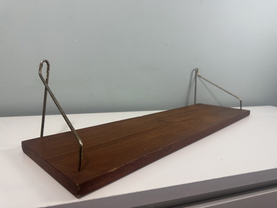 Image 1 of Vintage Teak houten wandplank Metà secolo