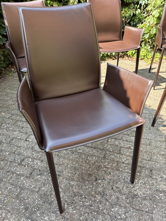 Bontempi Eetkamerstoel chocoladebruin, hoge rugleuning (6 stuks) – Eetkamerstoelen, Leather (photo 7 of 15)