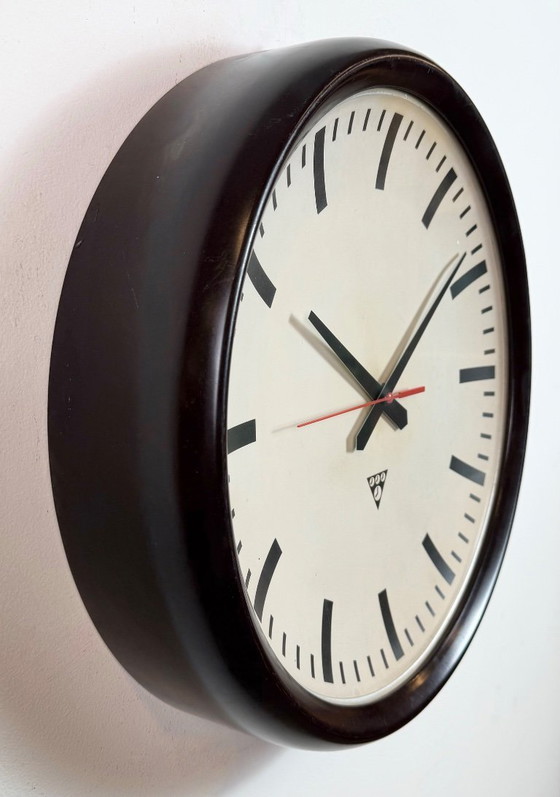 Image 1 of Large Industrial Bakelite Factory Wall Clock from Pragotron, 1950s