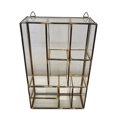 Hollywood Regency Wandschrank aus Glas und Messing