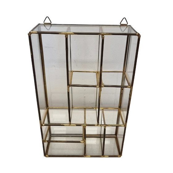 Image 1 of Hollywood Regency Wandschrank aus Glas und Messing