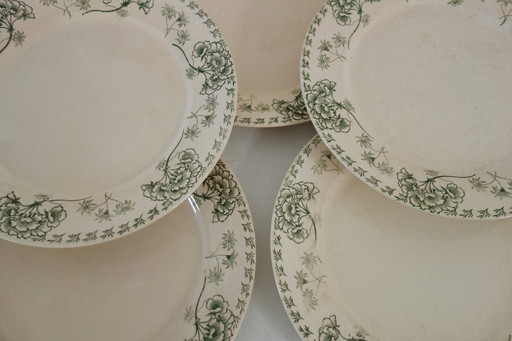 8 flat ironstone plates "Palmyre" Sarreguemines