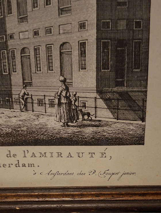 Stampa della città di Amsterdam, veduta storica della città, Decorazioni murali, Legno, Vetro, Grigio (foto 3 di 5)