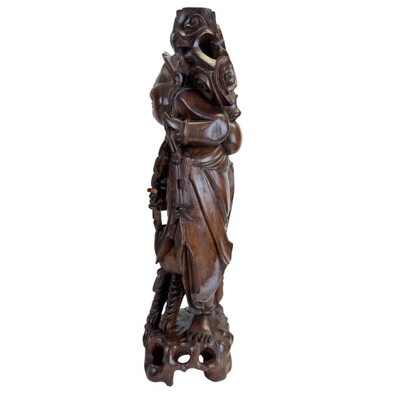 Antigua talla de madera japonesa Ebisu - Dios de los pescadores y la prosperidad - 59 cm – Esculturas (photo 6 of 11)