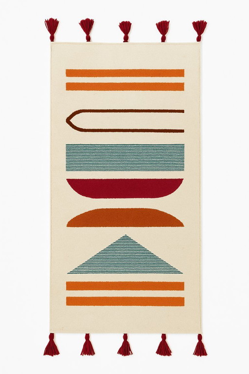 Vintage Handmade Kilim of Wool - 90x160 cm - Geometric Design