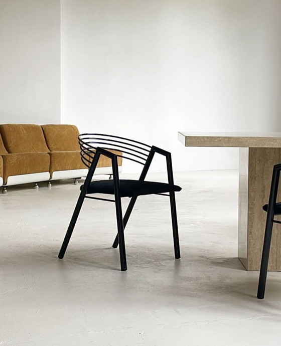 Image 1 of Vintage 80's stoelen zwart opnieuw bekleed