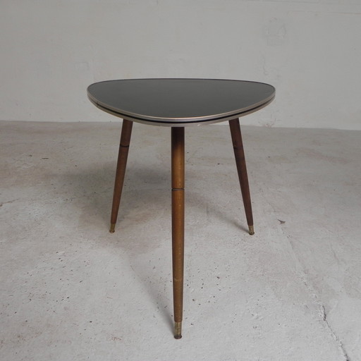 Triangular vintage side table, coffee table on three legs