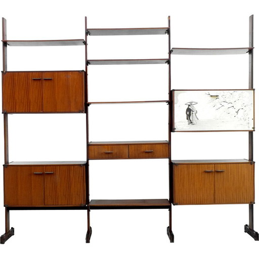 Parete attrezzata vintage in teak per Rb Italy, Italia 1950