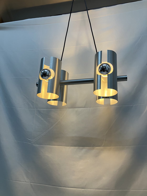 Image 1 of Suspension vintage Space Age, Polam, aluminium brossé