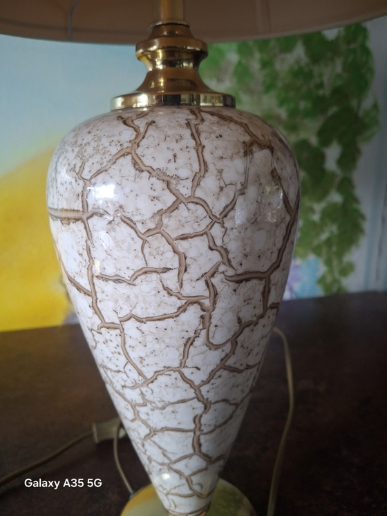 Image 1 of 2 Keramik-Tischlampen Paar der Marke Arnold Licht Keramikfuß und Craquelé-Glasur ca 70er Jahre 