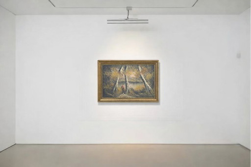 Atmospheric Painting "Autumn Landscape" – Vintage 1970s with Gold Frame