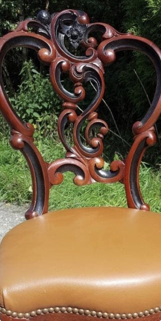 Image 1 of 4 Horrix Barock-Esszimmerstühle im Biedermeier-Stil aus Leder