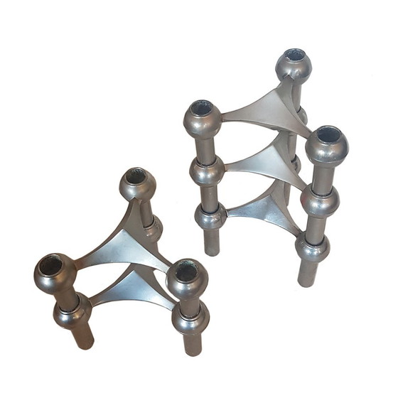 Image 1 of Mid-Century Modular Candleholders Set by Fritz Nagel for BMF, Set of 6