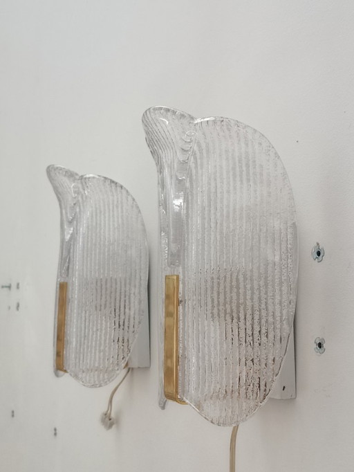 Pair of wall lights by Carl Fagerlund for Orrefors, 1970s