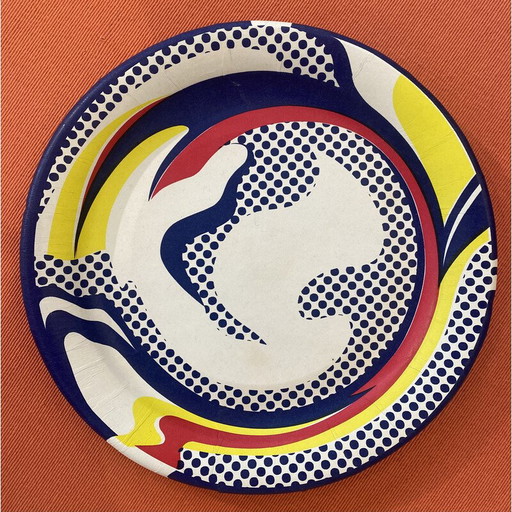 Sérigraphie vintage sur assiette en papier de Roy Lichtenstein