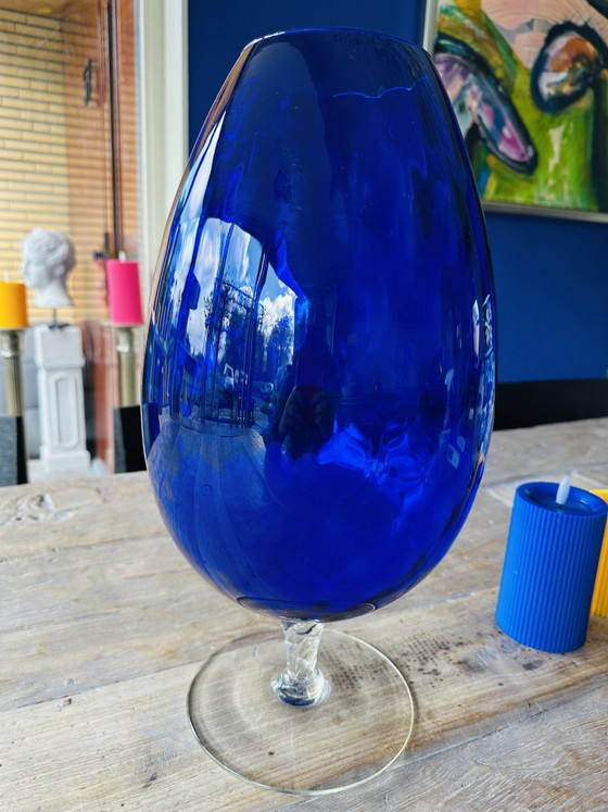 Empoli Glass Vase Electric Blue 44 cm High – Glass art (photo 2 of 7)