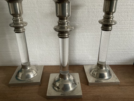 Set di 3 candelieri modernisti degli anni '70