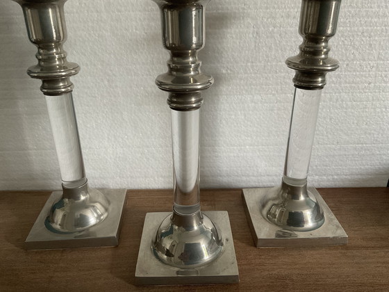 Image 1 of Set aus 3 modernistischen Kerzenleuchtern aus den 1970er Jahren