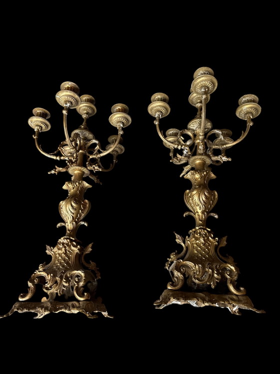 Image 1 of Elegant 6 arm brass candelars 