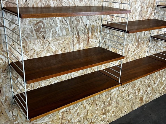 Image 1 of 60s 70s teak string shelf module by Kajsa & Nils "Nisse" Strinning Sweden 60s