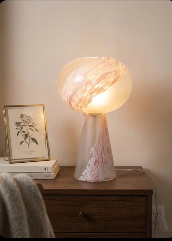 Image 1 of MURANO Vintage Pink Swirl Glass Table Lamp - Mid-Century - Made in Italy - Perfect