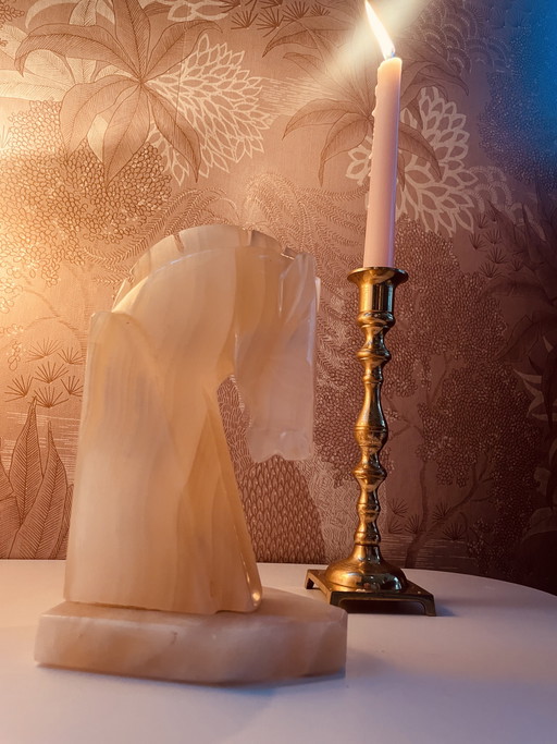 Exclusive onyx horse sculpture with unique veining