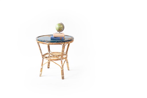 Bamboo garden table with patina, 60s