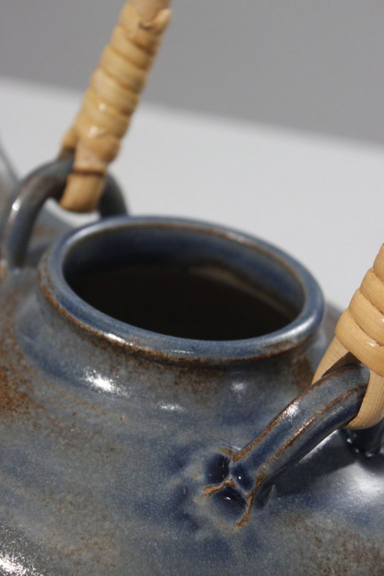 Image 1 of Taber Workshop in Vallauris - Japanese-style stoneware tea set, 8 pieces, France, 1970s