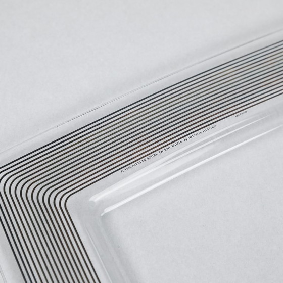 Image 1 of Service de 6 plats carrés avec incrustations argentées, De Souza pour Sottsass Associati