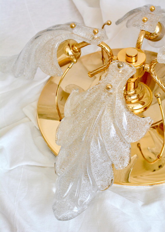 Carl Fagerlund Plafoniera Foglie Vetro Murano, Ottone, 4 Luci, Anni '70 – Plafoniere, Murano Glass, Brass (photo 6 of 10)