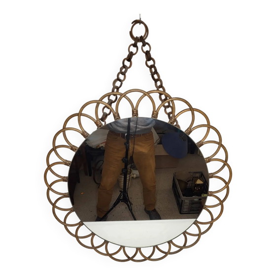 Rattan sun mirror 1970s – Wicker, Vintage (photo 5 of 7)