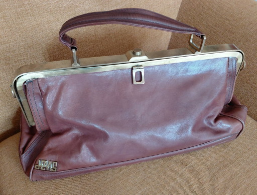 JEMS Borsa vintage in pelle con chiusura a scatto / Borsa da medico