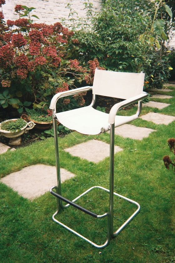 Image 1 of 4 x Tabourets de bar vintage blanc + chrome