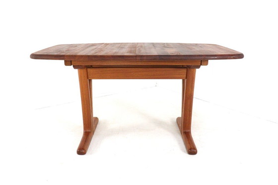 Image 1 of Table de salle à manger rectangulaire ovale à rallonge Holstebro en teck massif