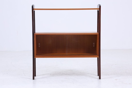 Vintage teak glass chest of drawers 60s | retro glass bar - Mid - Century console table display cabinet wood design #07-62