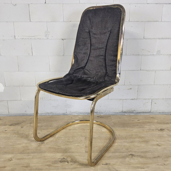 Image 1 of Vintage dining table set with chairs Gastone Rinaldi 70s brass (1970s) mid-century design (Italian design) Hollywood Regency