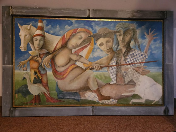 Image 1 of Large Surrealist Painting by Leo Bos