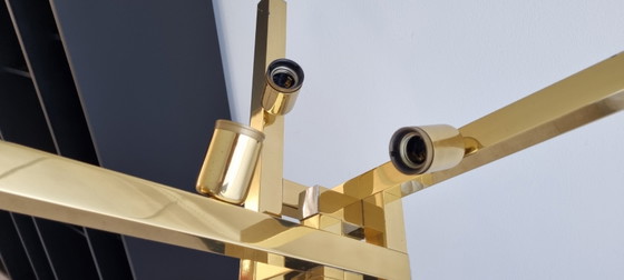 Lumica Tischlampe entworfen von Willy Rizzo, Lumina, Tischlampen, Metall, Stoff, Gold, Modern (Foto 2 von 9)