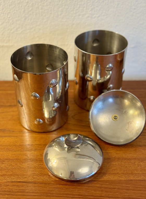 Image 1 of Vintage RVS voorraadblikken jaren 70