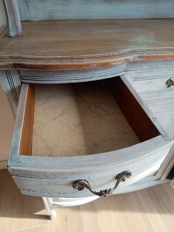 Image 1 of Antique sideboard with leaded glass and mirror