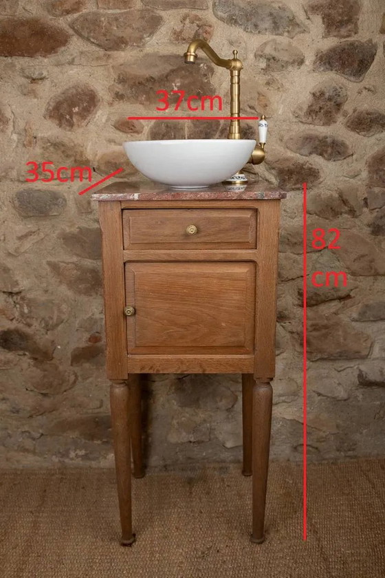 Piccolo lavabo antico in legno e marmo rosso. – Armadi contenitori, Vintage (photo 2 of 13)