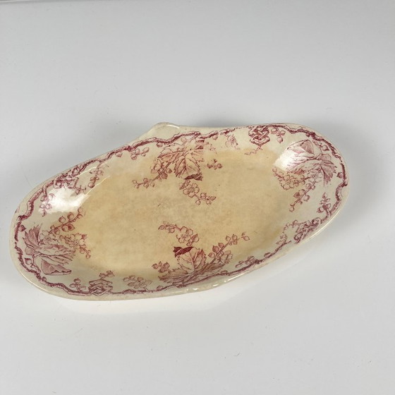 Image 1 of Piatto da portata ovale con manico laterale, KG Lunéville, Ironstone, "Fontainebleau", rosa, XIX secolo