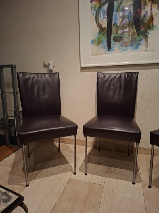 4 Bert Plantagie eetkamerstoelen – Leather, Metal (photo 4 of 7)