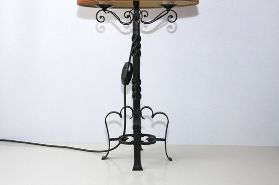 Image 1 of Lampe Beistelllampe Eisen Kunstleder 73cm Vintage