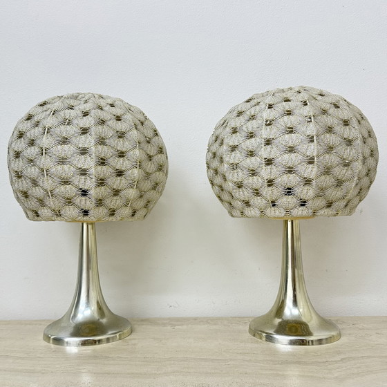 Image 1 of Set of 2 Aro leuchte table lamps with fabric shade , 1970s