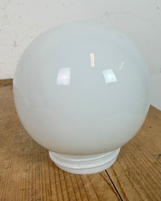 Image 1 of Vintage White Porcelain Wall Light with Milk Glass, 1950s